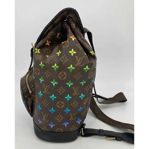 OOAK Louis Vuitton Hand Painted Leather Wrapped Montsouris GM Backpack - Picture 3 of 16